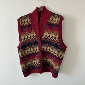 Eddie Bauer Red and Blue Cardigan Sweater